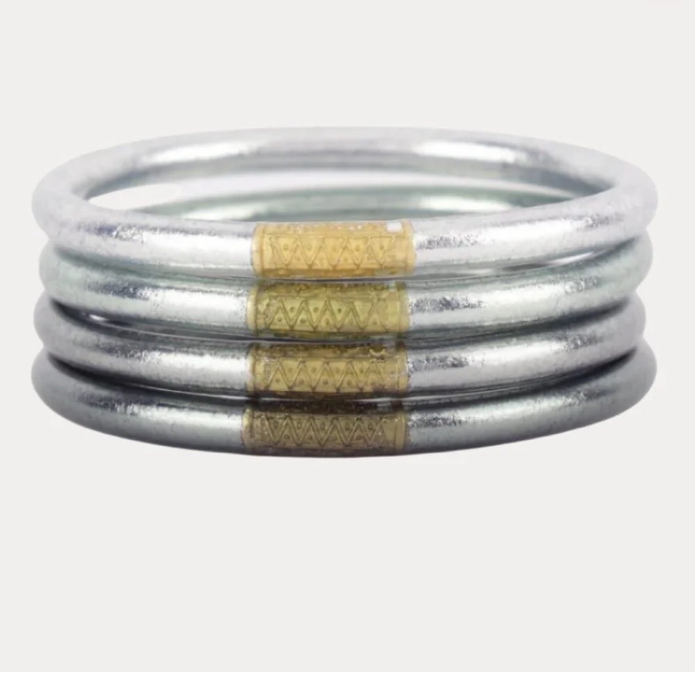 BuDhaGirl MOON ALL WEATHER BANGLES® (SET OF 4) - SERENITY PRAYER NWT